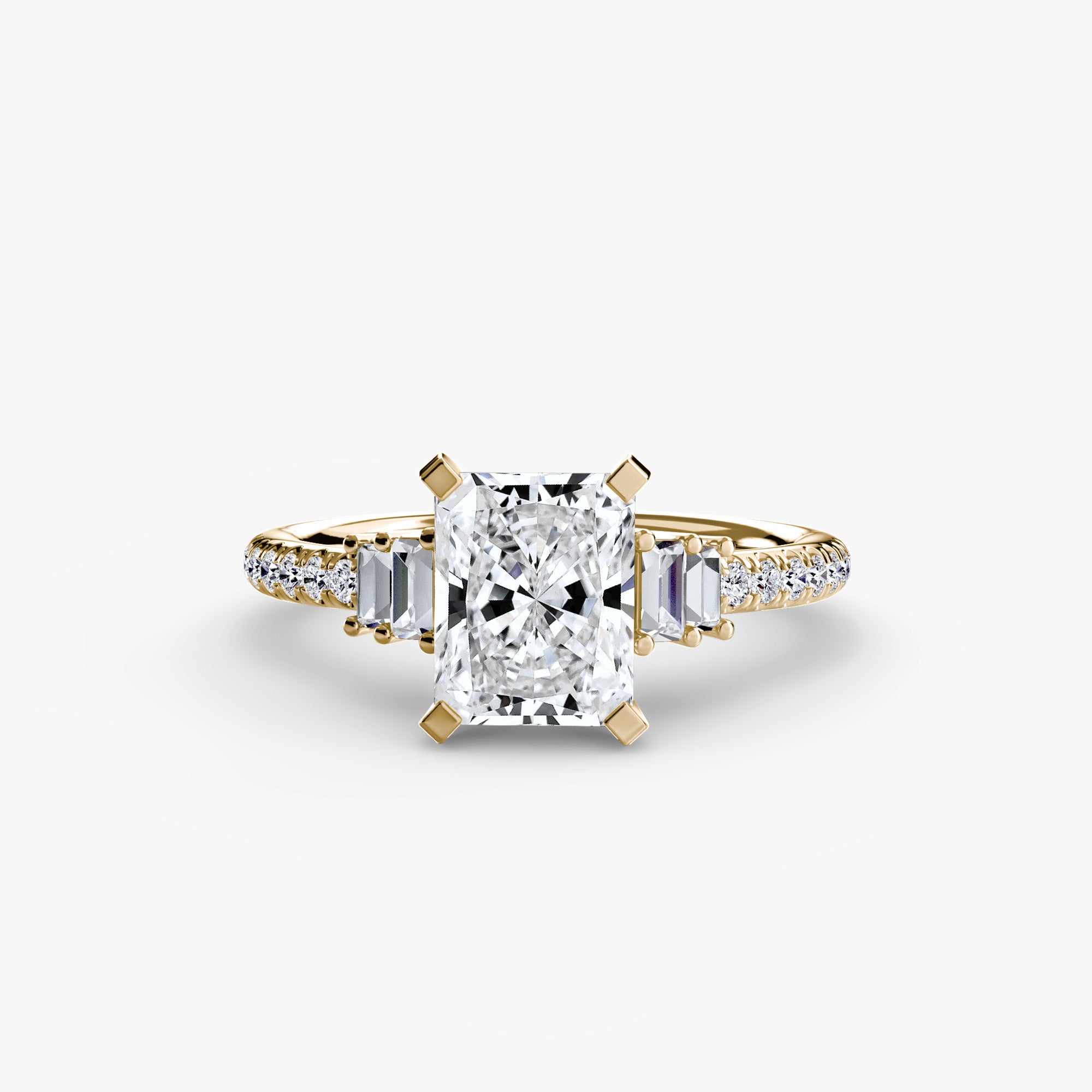 Inel Structured Solitaire cu Pave