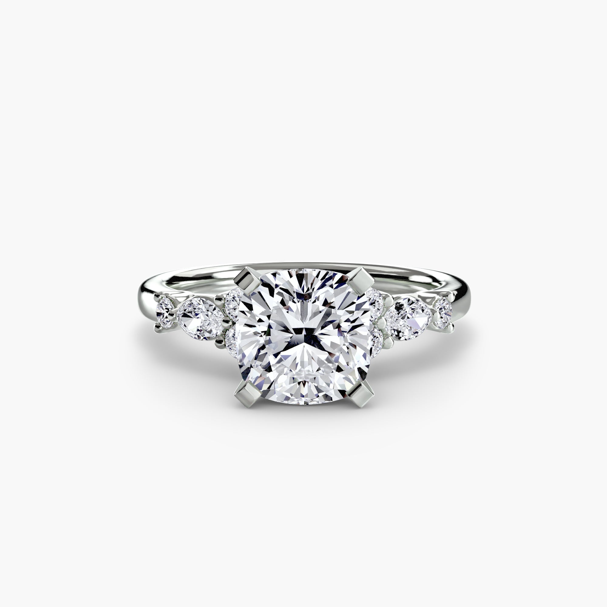 Inel Floral Accent Solitaire