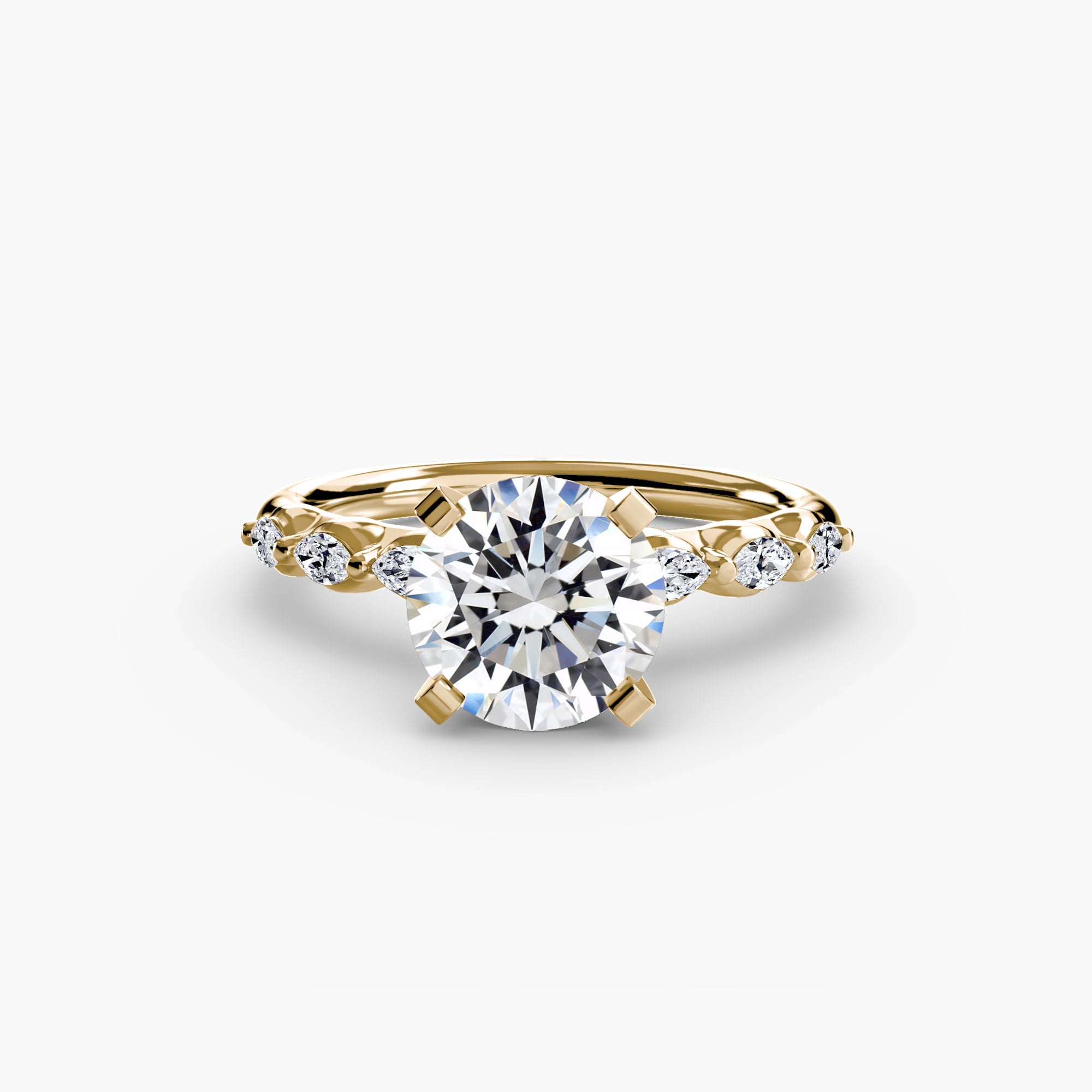 Inel Floral Accent Solitaire
