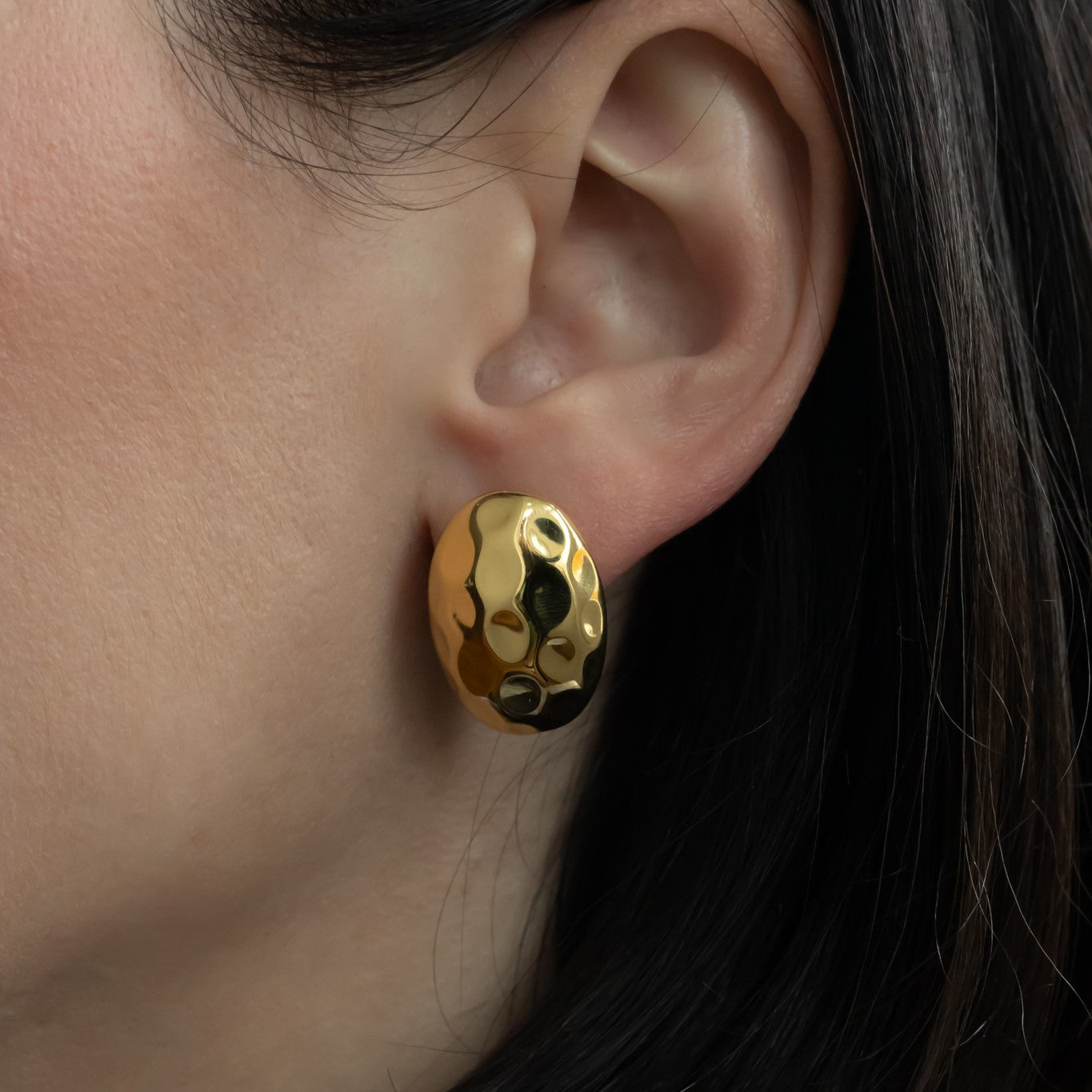 Cercei argint Hammered Pebble Studs